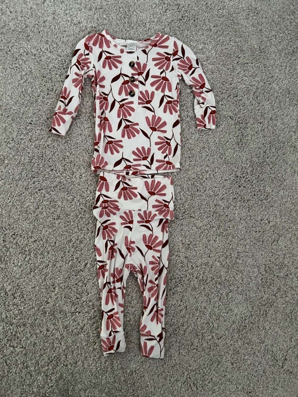 Lou Lou & Company White Pajama Set with Pink Floral Print